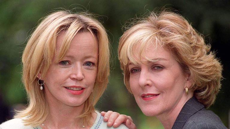 Angharad Rees pictured in 1999 with fellow actress Patricia Hodge.
