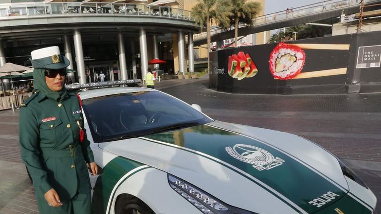 Dubai police with Ferrari
