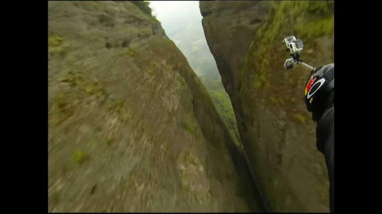 Wingsuiter Jeb Corliss In Flying Dagger Jump Us News Sky News