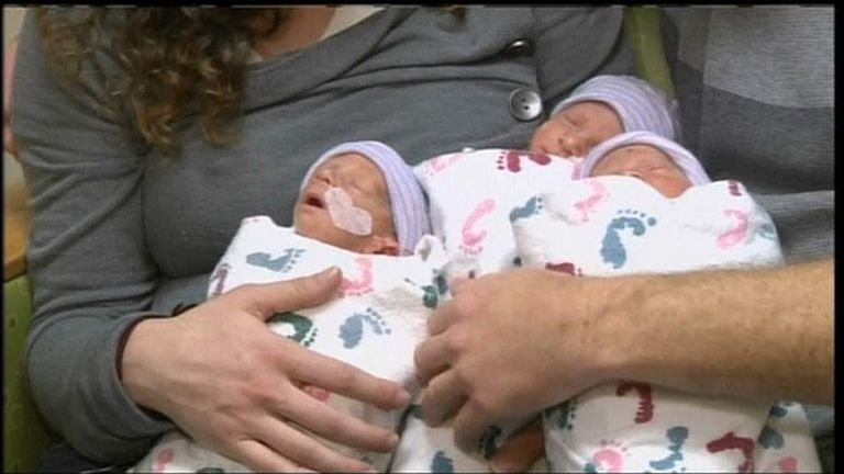 Rare Identical Triplets Born In California Us News Sky News