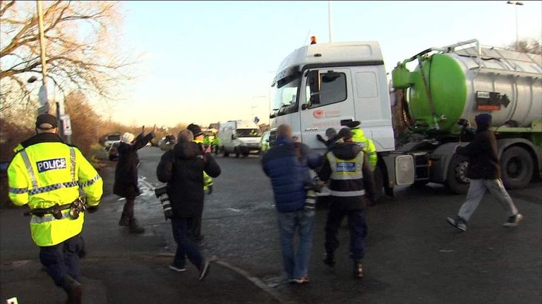 Anti-fracking protesters in Salford