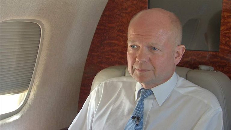 William Hague on an aeroplane