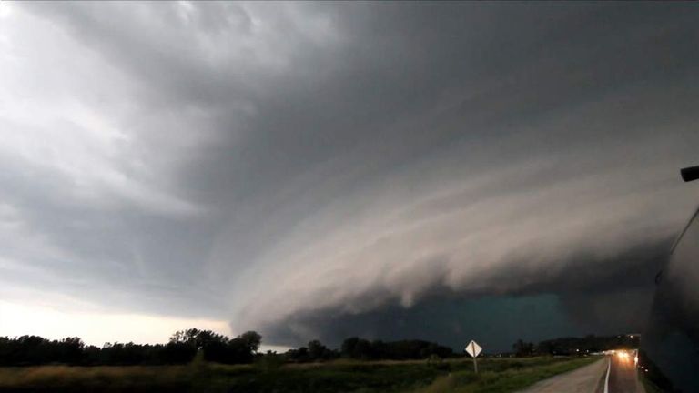 Stormchasers Capture Supercell Over Iowa | US News | Sky News