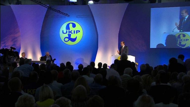 Mark Reckless speaks at the UKIP conference in Doncaster.