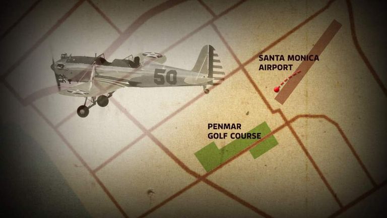 Where Harrison Ford's plane crashed on Penmar golf course, California