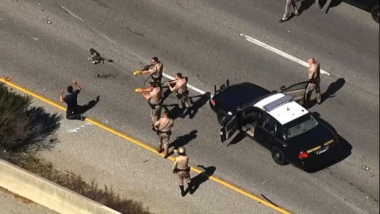 Video Dramatic Police Chase Ends In Car Flip Us News Sky News