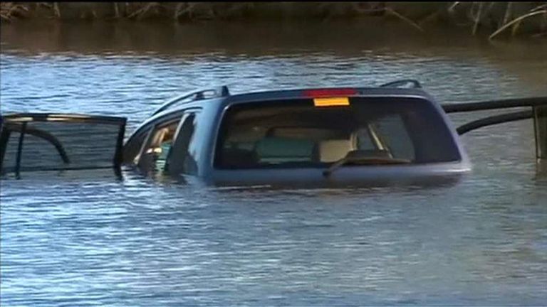 Three Children Killed In Car Lake Plunge | World News | Sky News