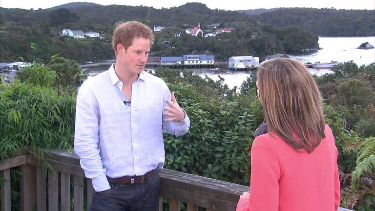 Prince Harry with Sky News Royal Correspondent Rhiannon Mills