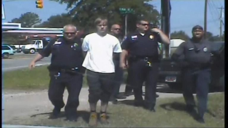 Dylann Roof was arrested by police in Shelby, North Carolina