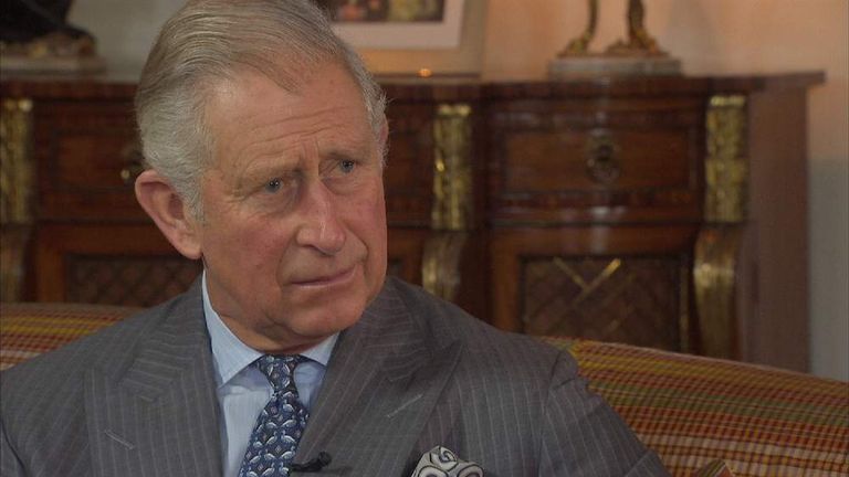 Prince Charles was speaking to Sky's Rhiannon Mills
