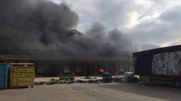 Morrisons Wakefield Depot Ablaze | Scoop News | Sky News