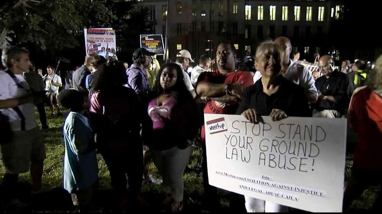 Scenes outside Florida court house where Zimmerman acquitted