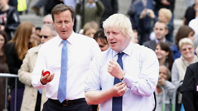 David Cameron and Boris Johnson at a tennis match