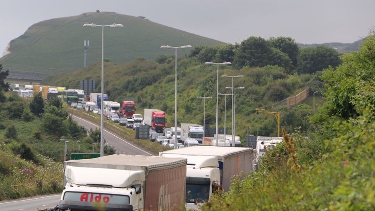 Severe tailbacks have formed on roads to Dover since French authorities increased border checks