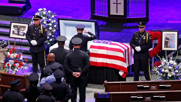 Funeral held for victims of Dallas shooting