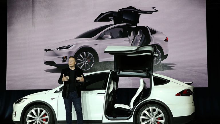 Tesla boss Elon Musk with the Model X