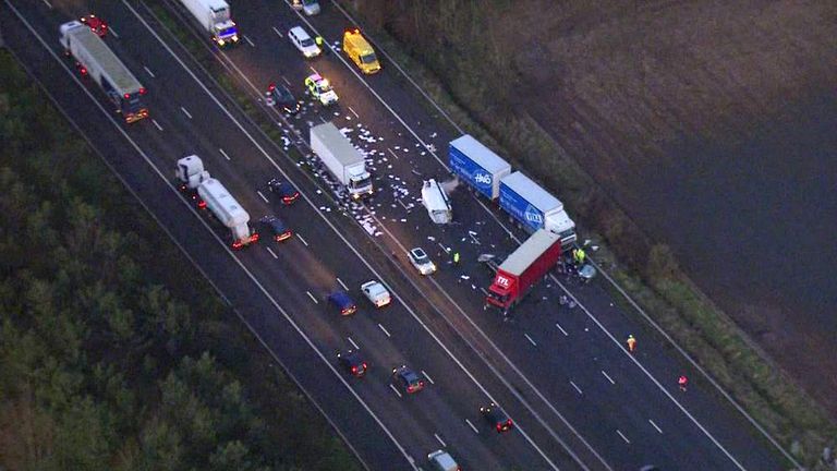 M6 Crash: One Killed In Cheshire Pile-Up | UK News | Sky News