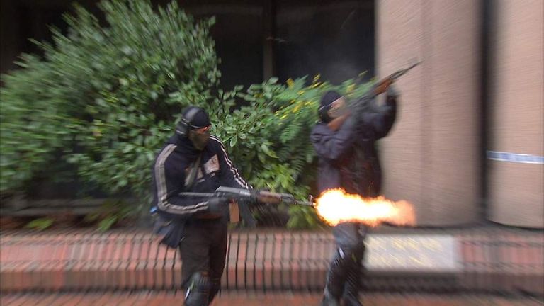 A grab from a terror training exercise