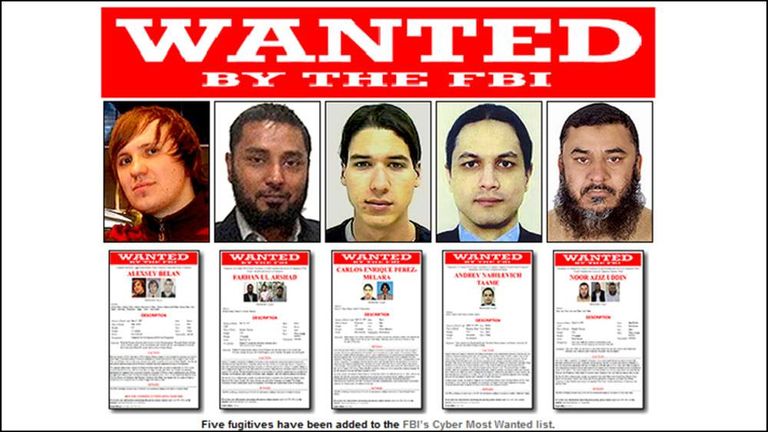 Cyber Most Wanted List Gets Five New Names | World News | Sky News