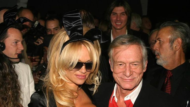 Pamela Anderson and Hugh Hefner, December 2003