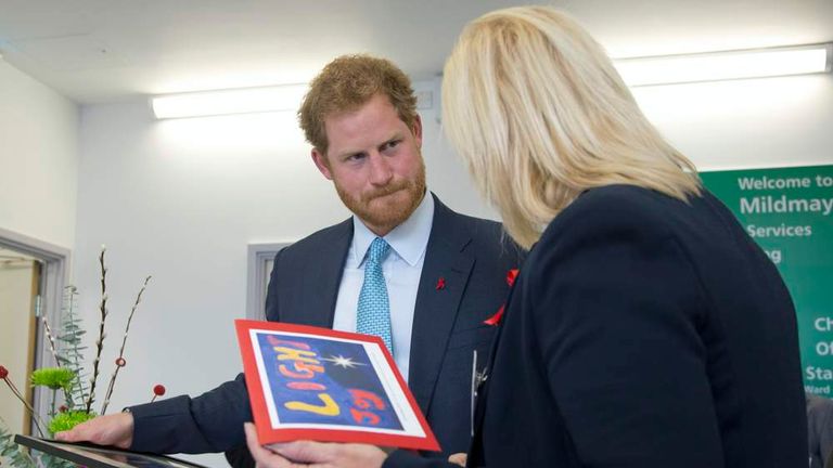 Prince Harry's visit to Mildmay Hospital.