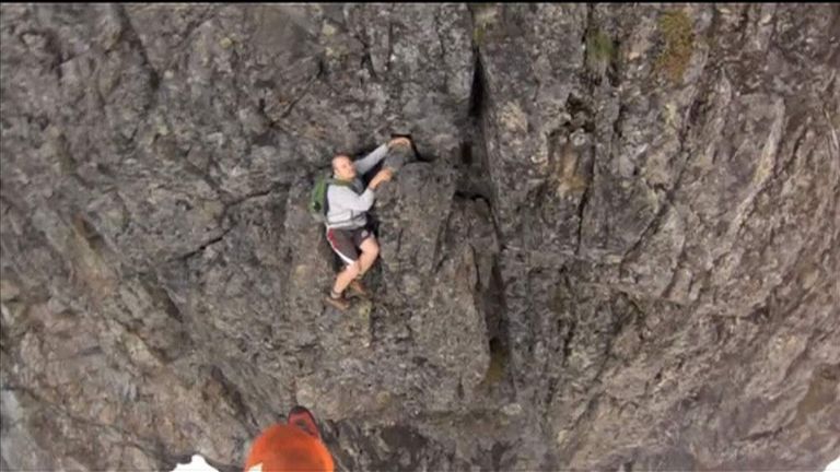 Dramatic Footage Of Helicopter Cliff Rescue Us News Sky News