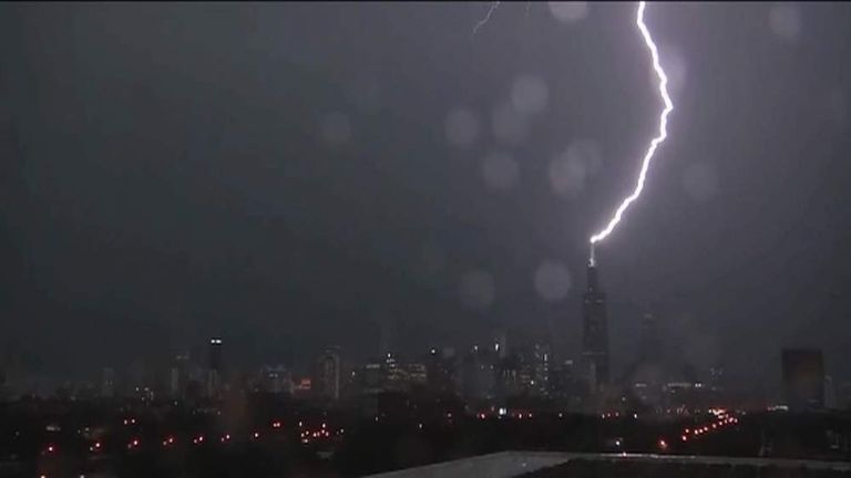 Lightning Storm Wreaks Havoc In Chicago | US News | Sky News