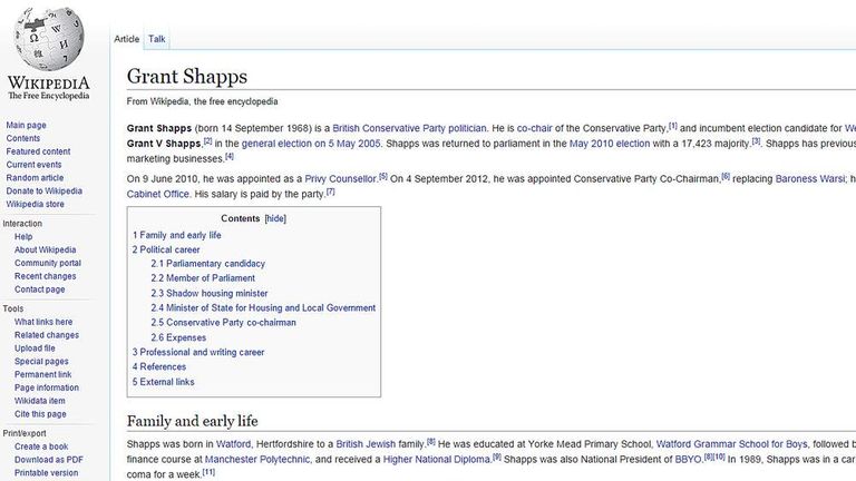Grant Shapps Wikipedia entry
