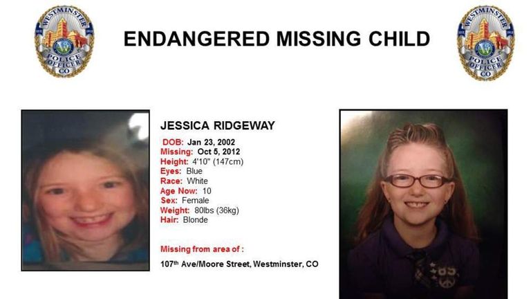 10 year old Jessica Ridgeway who has been missing since friday the 5th of October in Colorado.