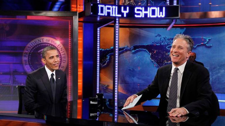 President Obama talking to Jon Stewart on the Daily Show last October