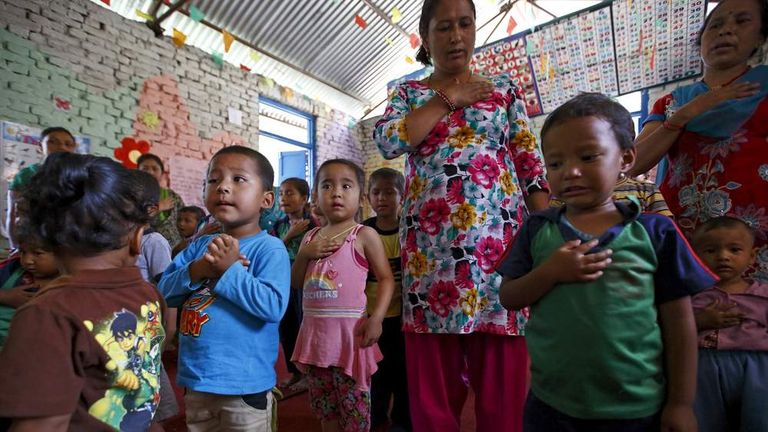 Nepal Schools Reopen After Deadly Earthquakes | World News | Sky News