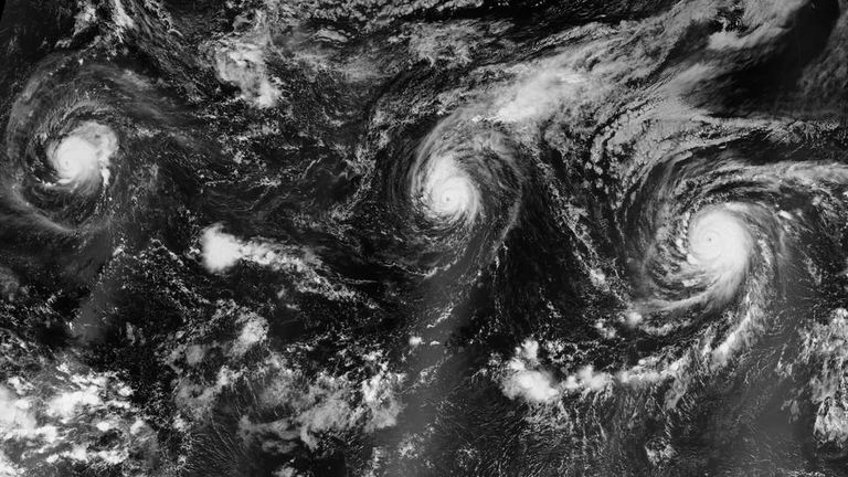 This NASA images show three hurricanes in the Pacific simultaneously