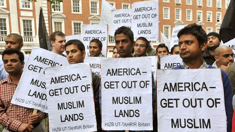 Islam protest placards