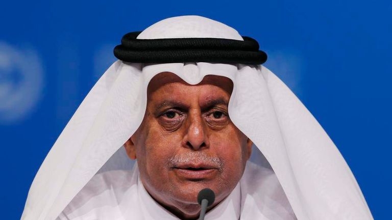 Qatar's Deputy PM and COP18 President Abdullah bin Hamad Al-Attiyah speaks at the opening session of the United Nations Climate Change (COP18) Conference in Doha