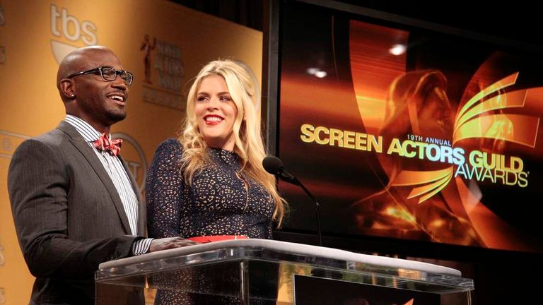 Actors Taye Diggs and Busy Philipps announce the nominations for the 19th Annual Screen Actors Guild Awards in West Hollywood, California