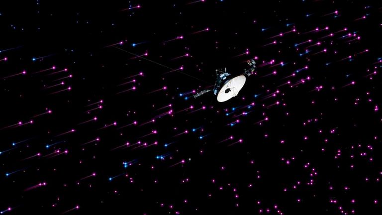 Handout of artist's concept shows NASA's Voyager 1 spacecraft exploring a new region in the solar system called the "magnetic highway"