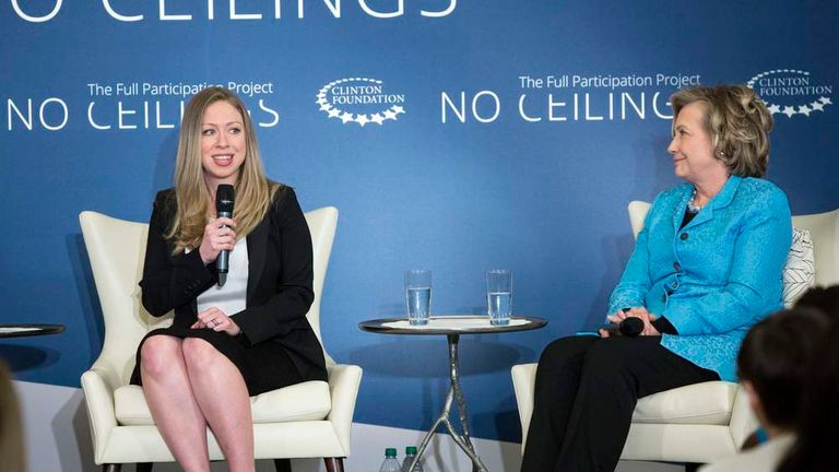 Chelsea And Hillary Clinton Participates In A No Ceilings