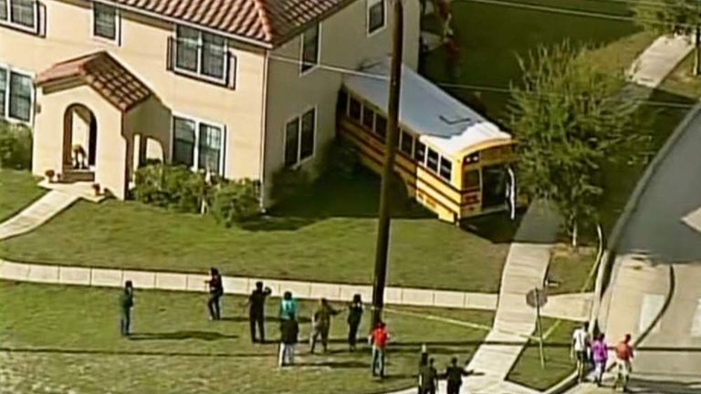 School Bus Crashes Into House At Military Base | US News | Sky News
