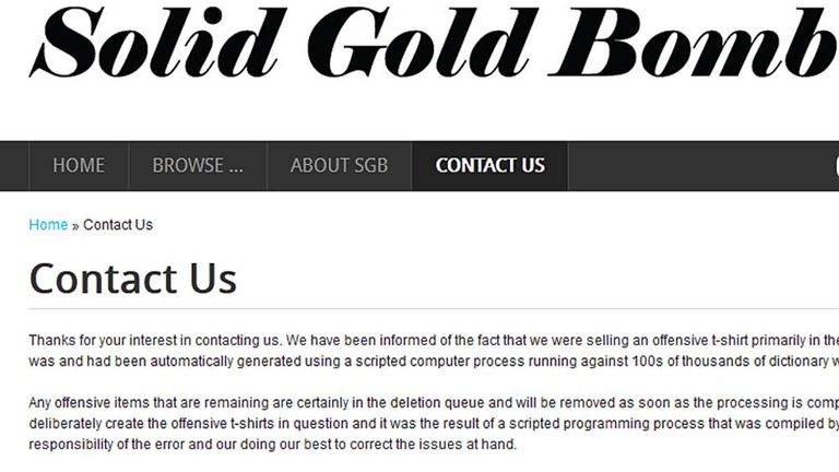 The apology for the 'rape' t-shirts on Solid Gold Bomb's website