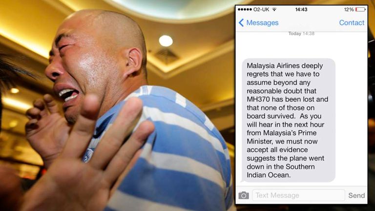 Missing Plane: Relatives Told By Text Message | World News | Sky News