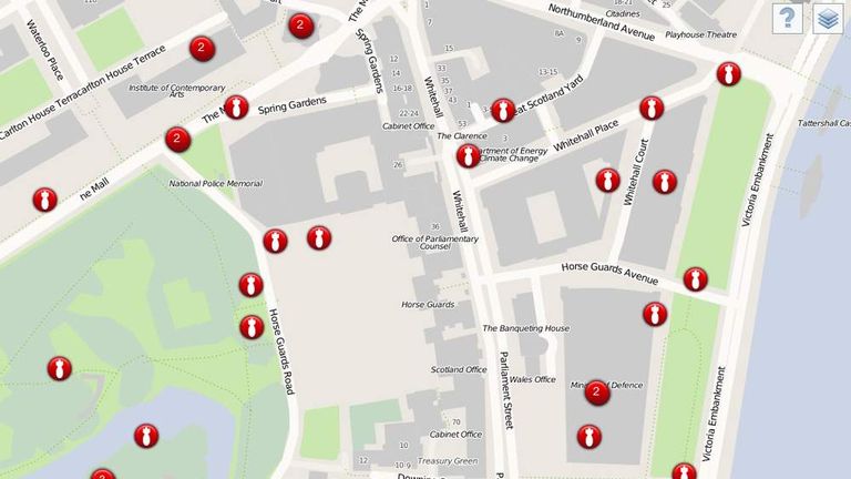 Map Charts Every WWII Bomb Strike In London UK News Sky News   Untitled 1 1 3686482 