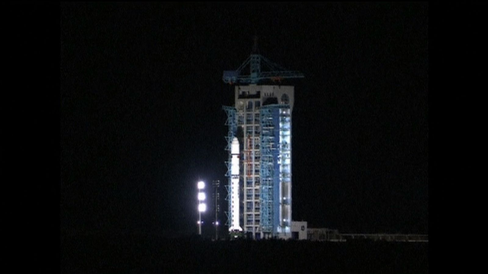 The satellite on its launch base