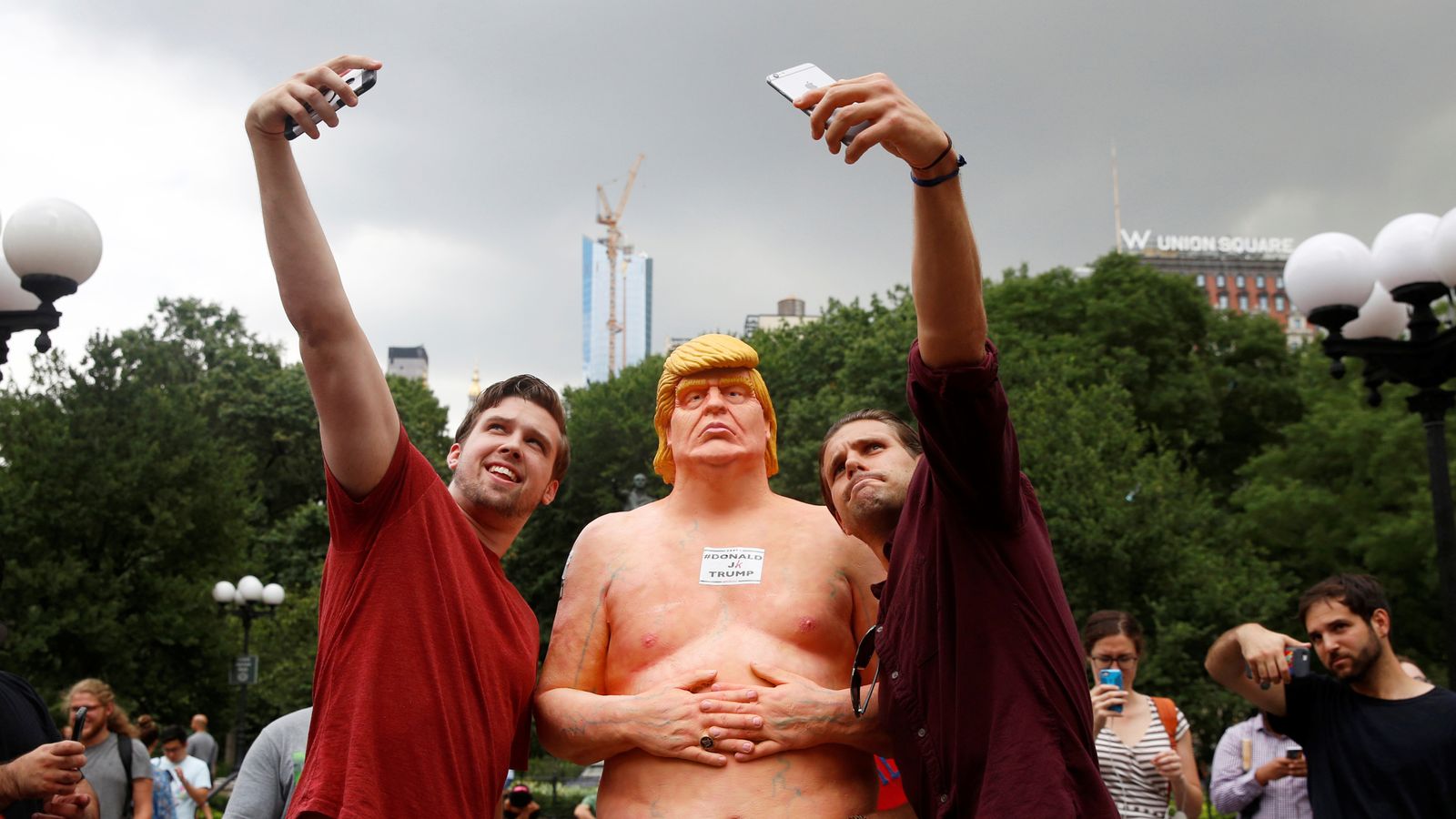 Donald's rump: Many laugh at naked statues of Republican candidate US