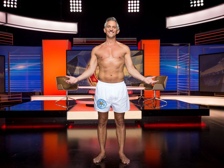 Gary Lineker presenting Match of the Day in his undies. Pic: Guy Levy/BBC/PA Wire