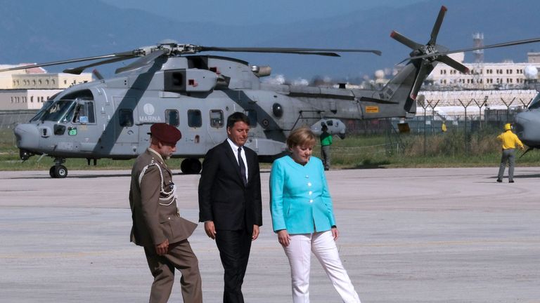 Matteo Renzi welcomes Angela Merkel