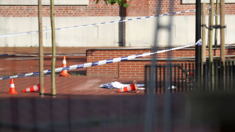 The scene of a suspected terror attack in Charleroi