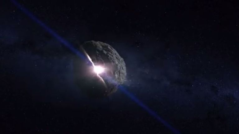 An artist&#39;s impression of the collision which created Bennu