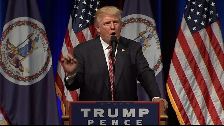 Donald Trump ejects a crying baby during a campaign speech