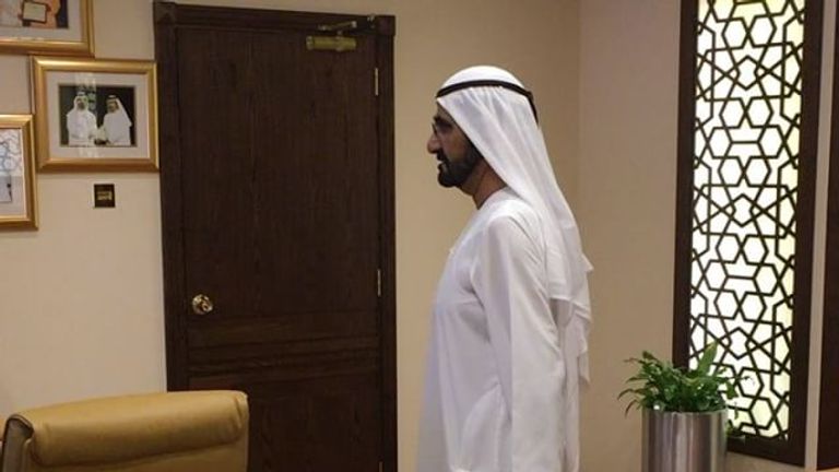 The Sheikh inspects the empty office