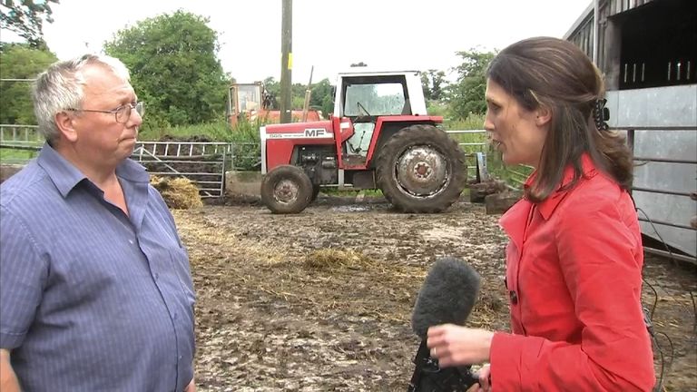 A farmer talks to Sky&#39;s Becky Johnson